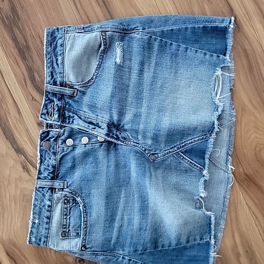 American Eagle denim distressed mini skirt